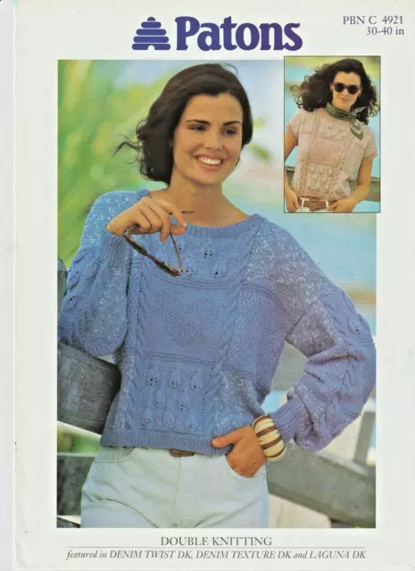 Ladys Dk Charted Sweater & Top 30-40" Original Knitting Pattern Patons 4921