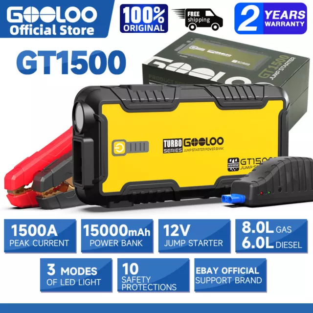 GOOLOO Portable Lithium Jump Starter 4000A Peak Car Starter (All Gas, up to  10.0L Diesel Engine) 12V Car Battery Booster Pack, Power Bank with USB