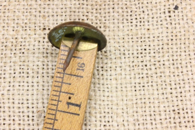 4 Old Large Brass Tacks 3/4” Tarnish Round Head Vintage Furniture Antique Patina 3