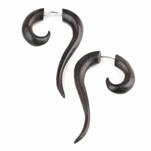 81STGENERATION ORECCHINI FINTI Dilatatori Tribali Legno Spirale