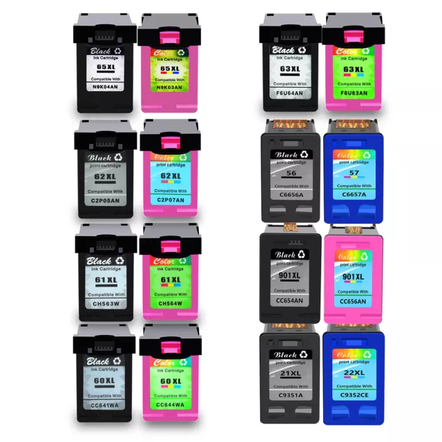 65XL 63XL 62XL 61XL 60XL 901XL 21XL 22XL 56 57 Ink Cartridge Color Black For HP