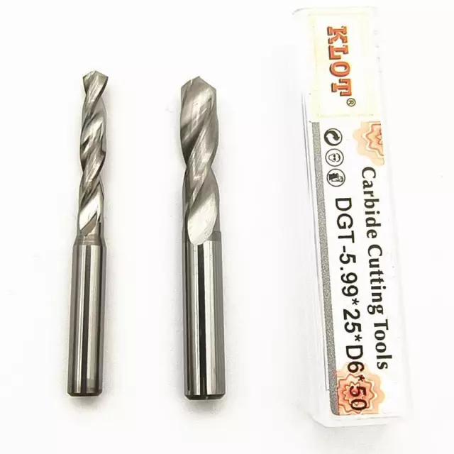 KLOT Solid Carbide Drill Bit 5.01mm-5.99mm Shank 6mm Flute 25mm Overall L50mm