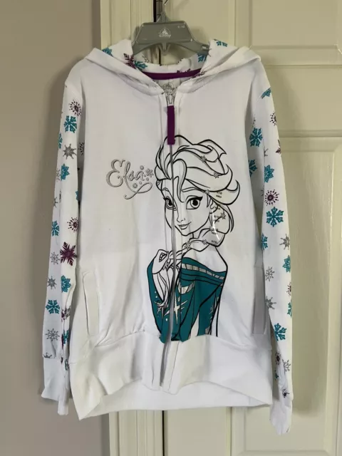Disney Frozen Elsa Girls Hooded Sweater Size 9/10 NWT