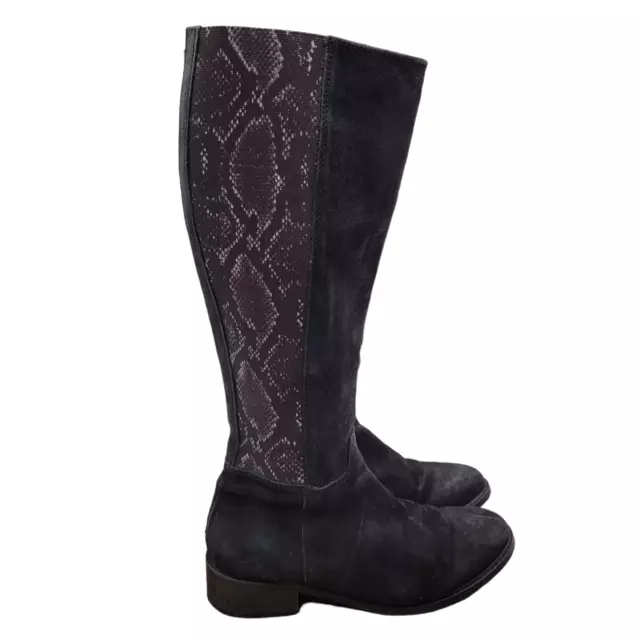 Sesto Meucci Boots Womens 6.5 M Knee High  Black Leather Alaina Snake Print