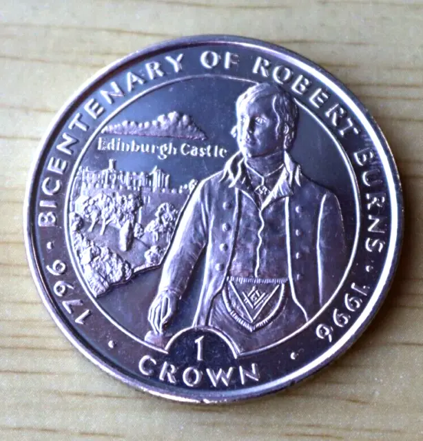 Zweihundertjähriges Jubiläum von Robert Burns 1996 Isle of Man IOM BU One Crown Coin