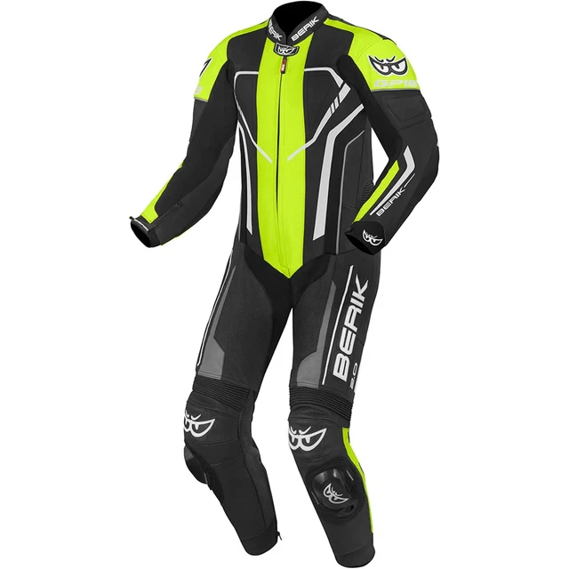 Tuta in pelle Berik giallo/nero da uomo unica moto da corsa tutte le taglie