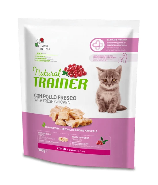 x12 Natural Trainer Cibo Umido Kitten con Pollo Fresco Gatto Bocconcini