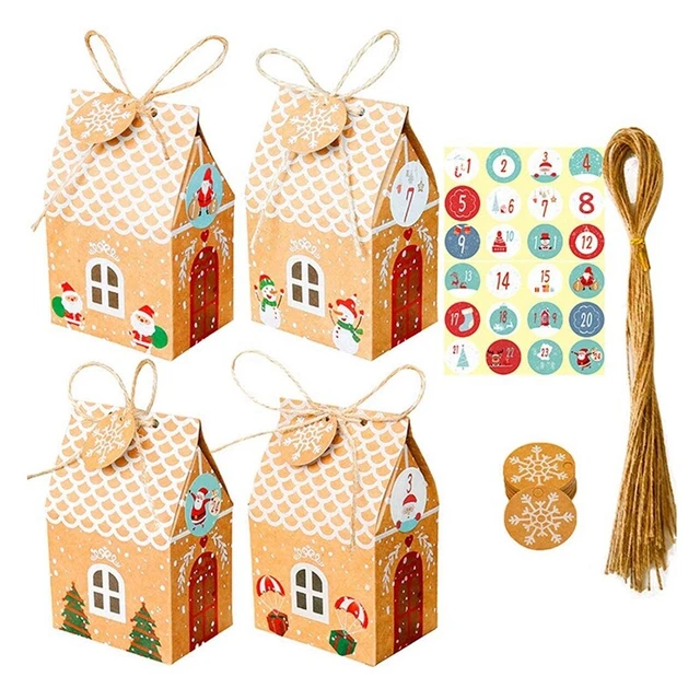 24 Juegos Navidad Casa Regalo Caja Papel Kraft Galletas Dulces Bolsa Q8S7