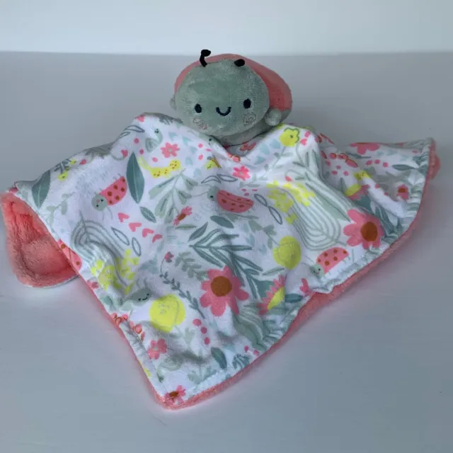 Carters Just One You Ladybug Security Blanket Lovey, Pink, Green White, 14"