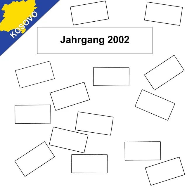 7 x Beschriftung für Briefmarkenalbum Kosovo Jahrgang 2002 komplett