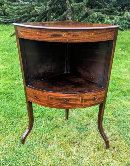 Superb George Iii Inlaid Mahogany Corner  Wash Stand Cabinet -Delivery Available