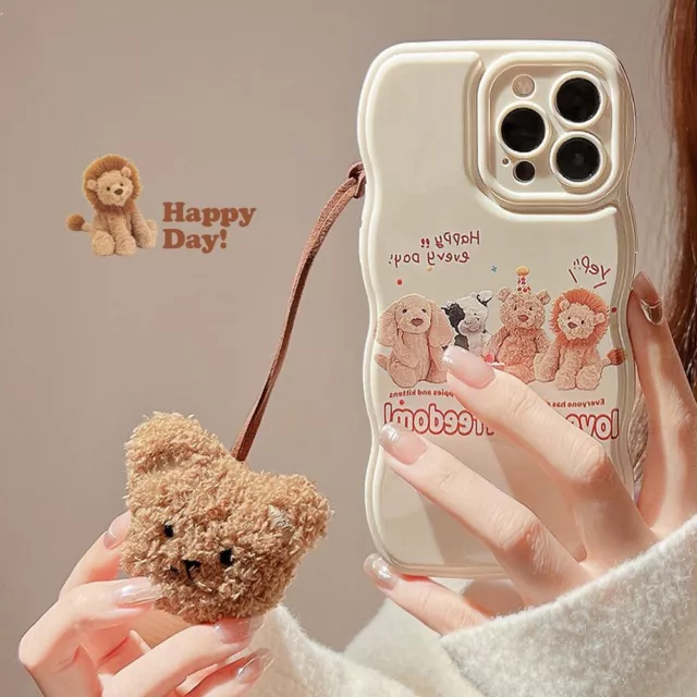 Cute Doll Tea Party Teddy Bear Phone Cover for iPhone 15 14 13 12 Pro Shockproof