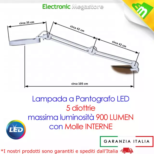 LAMPADA DA LABORATORIO A PANTOGRAFO LENTE A 5 DIOTTRIE ILLUMINAZIONE 22W G10q 2