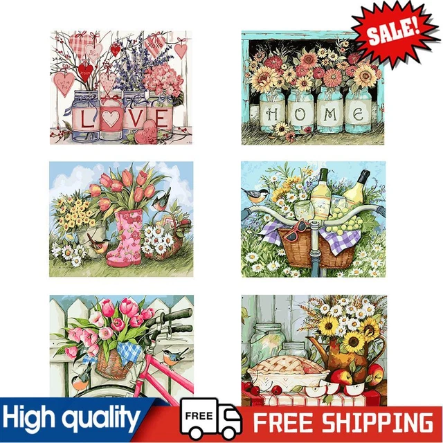 Painting By Numbers on Canvas DIY Oil Drawing Flower Picture for Home Decoration