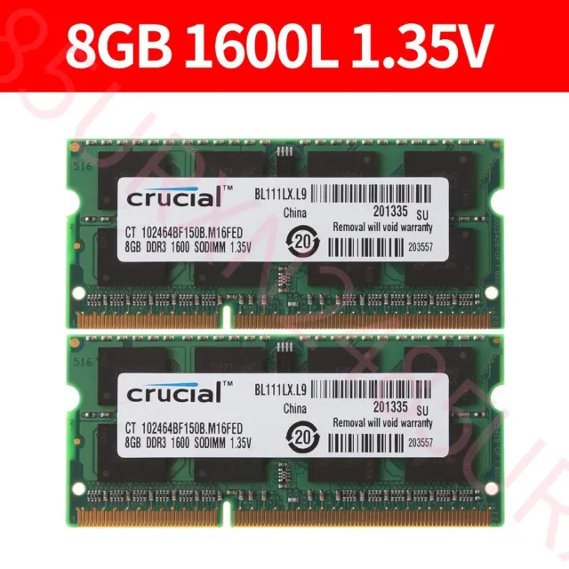 Crucial 4GB 8GB DDR3L 1333MHz 1600Mhz 1866MHz 1.35V 204Pin SODIMM Laptop  Memory RAM Notebook RAM