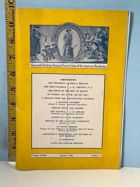 1945 Quarterly Bulletin, Natl Society sons of The American Revolution