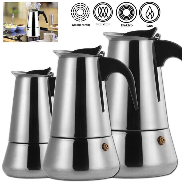 6-12 Tassen Espressokocher Espressokanne Kaffe Kocher Kaffeebereiter Edelstahl