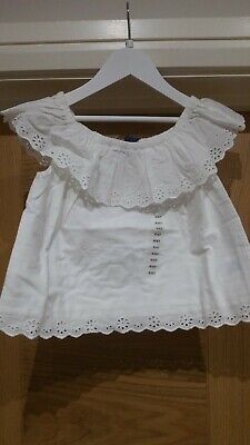 Ralph Lauren Girl short Sleeve White lined Blouse Top Size 3 year BNWT RRP £72
