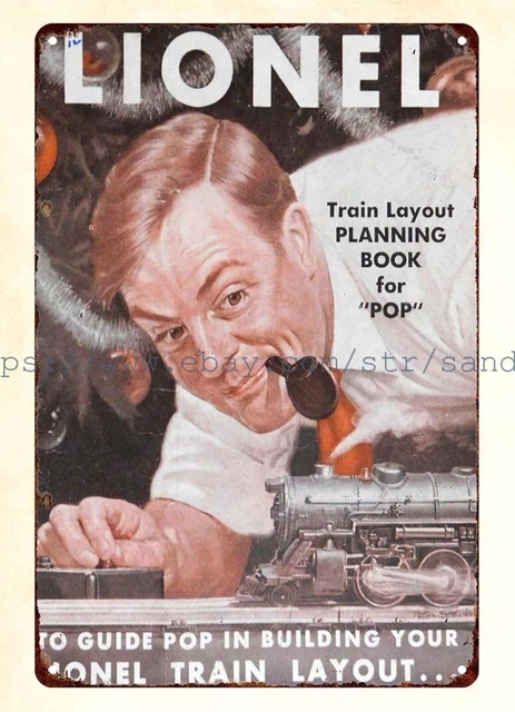 modern bedroom designs 1949 Lionel Train railroad railway metal tin sign