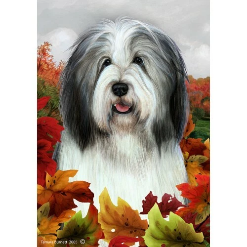 Fall Garden Flag (TB) - Blue and White Bearded Collie 131701
