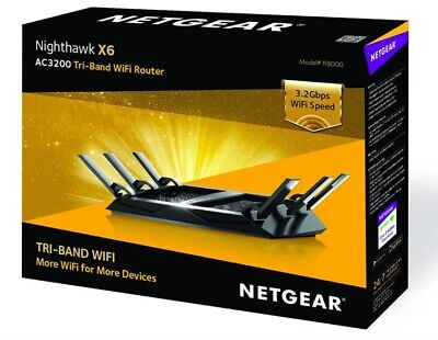 NETGEAR Nighthawk X6 Smart Tri-Band WiFi Router R8000 AC3200 AC Gigabit NEW