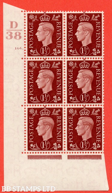 SG. 464. Q7. 1½d Red-Brown. A superb UNMOUNTED MINT " Control D38 cylind B58365