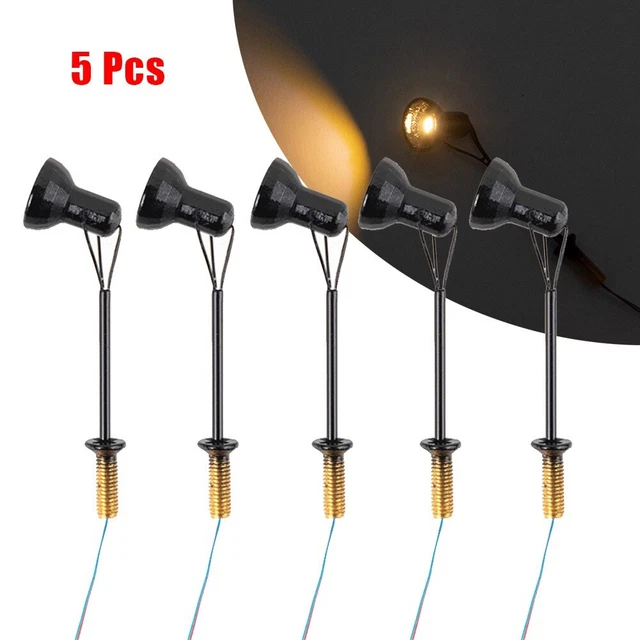 Lot De 10 Lampadaires Chemin De Fer HO 14 Cm - Double Tête LED Blanc - Modélisme Train