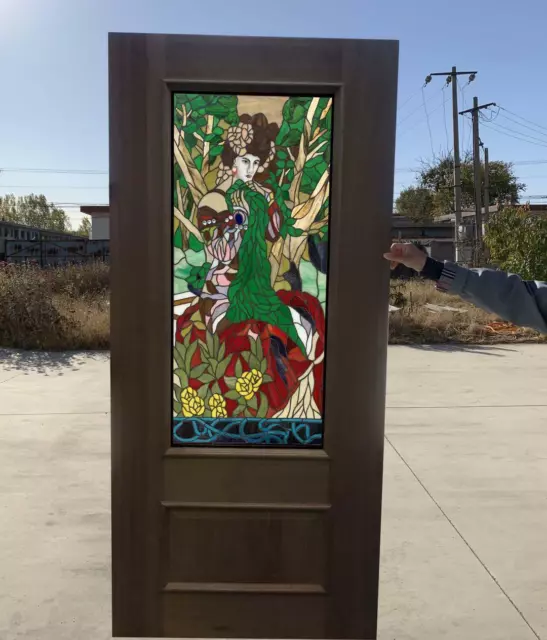 Incredible Handmade Stained Glass Art Nouveau Figurative Door - And3
