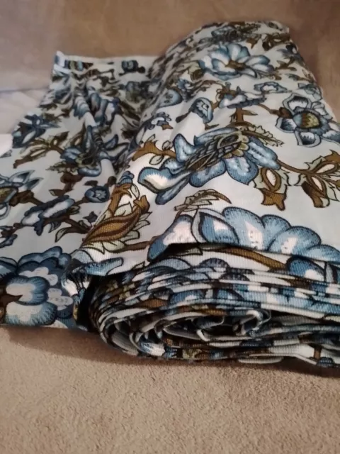 Vintage 1970's Fabric Blue Floral continual 9 Metres - Curtains, Camper Van etc.