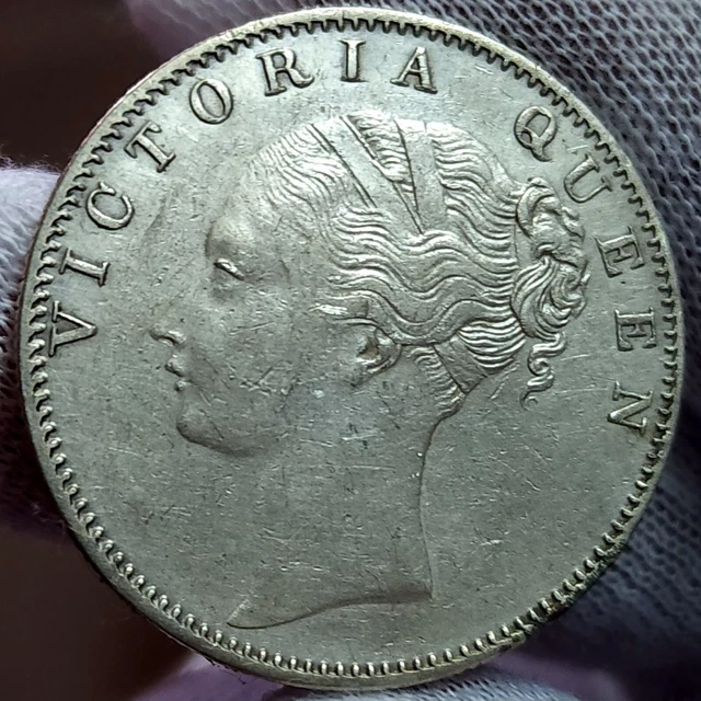 Very Rare British Indian Victoria Silver Rupee 1840 Both S and M Incused SIL8