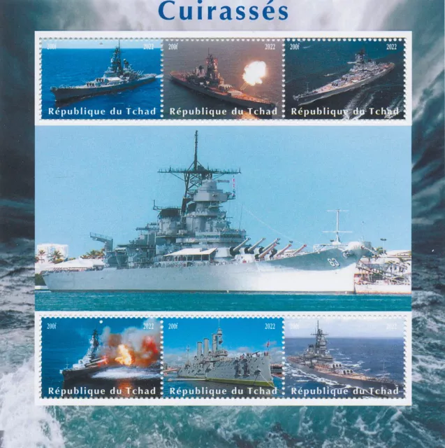 Chad 2022 MNH Military Ships Stamps Battleships Battle Cruisers Nautical 6v M/S