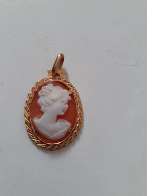 Pendentif Camée Ancien En Or 18K Poinçon Tête D'Aigle - Occasion Avec écrin