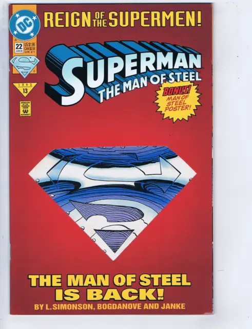 Superman The Man of Steel #22 DC 1993 Die-Cut Cover Edition