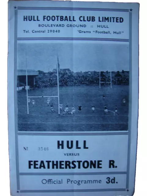 1960/1 Hull v Featherstone Rovers  Rugby League Challenge Cup 3rd Round