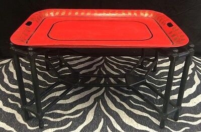 Chinoiserie Red Lacquer Leaf Tray Table