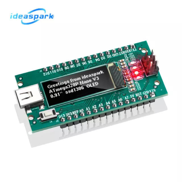 Nano V3 Board ATmega328P CH340 Controller mit 0.91'' OLED Display für Arduino
