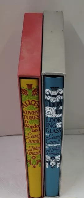 Set of 2 Lewis Carroll Alice in Wonderland & Through the Looking Glass 1969 HC