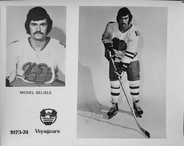 Michel Belisle Ahl Hockey Autograph Photo Nova Scotia Voyageurs Nhl Halifax Rare