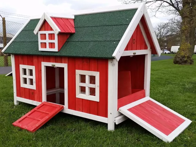 Chicken Coop Run Hen House Poultry Ark Home Nest Box Coops Rabbit Hutch Red