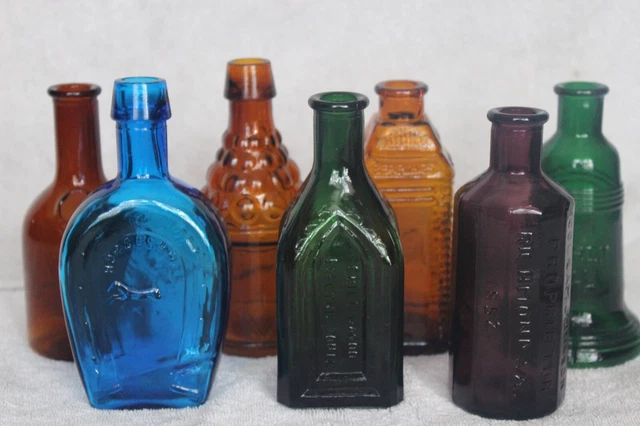 Lot of Seven! Vintage, Unique, and Collectible Wheaton Bottles from the 1970s