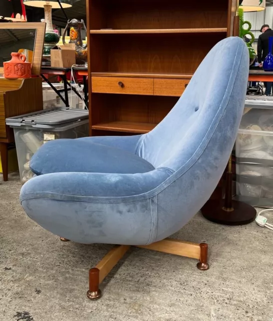 Greaves and Thomas Mid Century Egg Chair Teak and Cotton Velvet