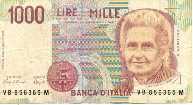 ITALIE ITALY ITALIA 1000 LIRE MONTESSORI état voir scan 365