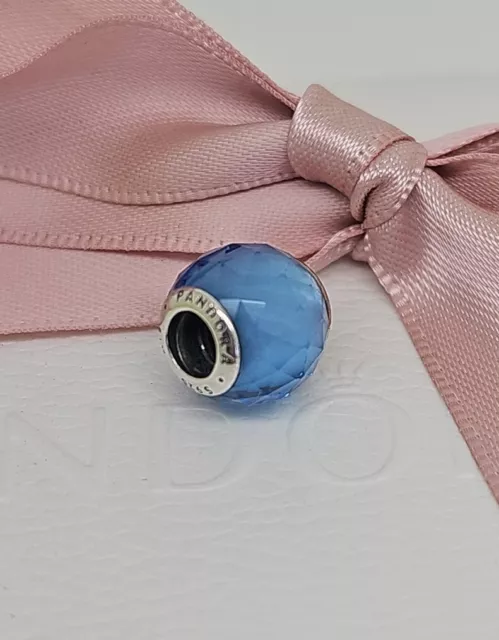 Authentic Pandora Murano Glass Blue Petite Facets Charm Bead 791499