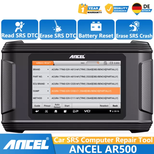 2024 ANCEL AR500 OBD2 Diagnosegerät SRS Reparatur Werkzeug Kit Batterie Reset