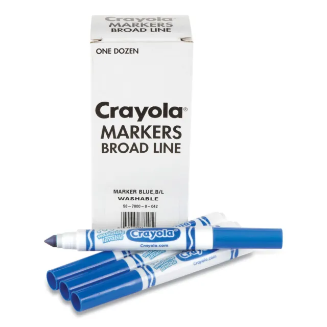 Crayola Broad Line Washable Markers Broad Bullet Tip Blue 12/Box 587800042