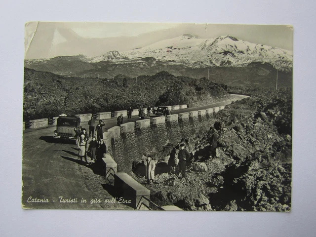 Cartolina Catania Turisti In Gita Sull'etna  Viagg-Affr Anni 50