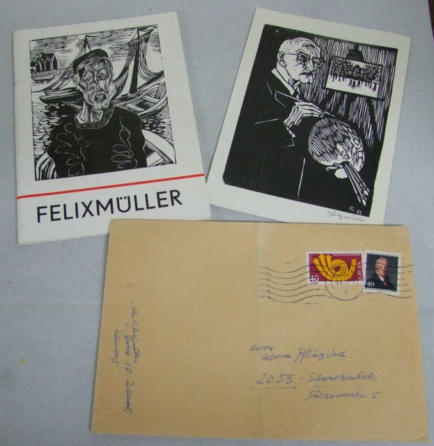 Conrad Felixmüller Original Holzschnitt Selbstportrait 1972,signiert in DDR Auss
