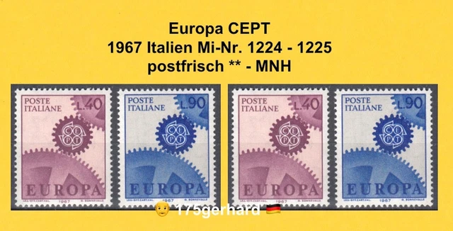1967 Italien EUROPA CEPT 2 Briefmarken-Ausgaben Mi-Nr. 1224 - 1225 postfrisch **