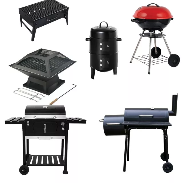 Smoker Barbecue Outdoor Charcoal Portable Grill Camping BBQ Wheels Side Table