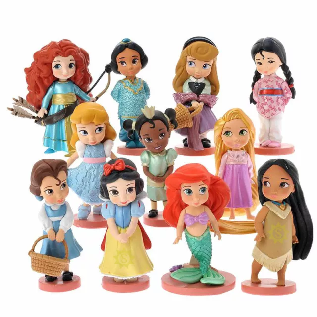 11Pcs Disney Princess Cinderella Ariel Snow White Figure Model Toy Cake Topper